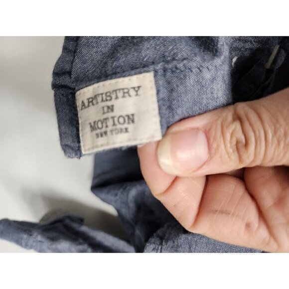ARTISTRY In Motion Mens Shirt Medium Gray Chambray Cotton Long Sleeve Button Up - Picture 5 of 7